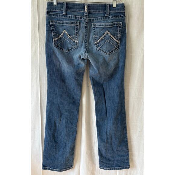 Ariat REAL Denim Jeans Womens 30R Blue Medium Wash Stretch Mid Rise Straight Leg - Picture 5 of 8